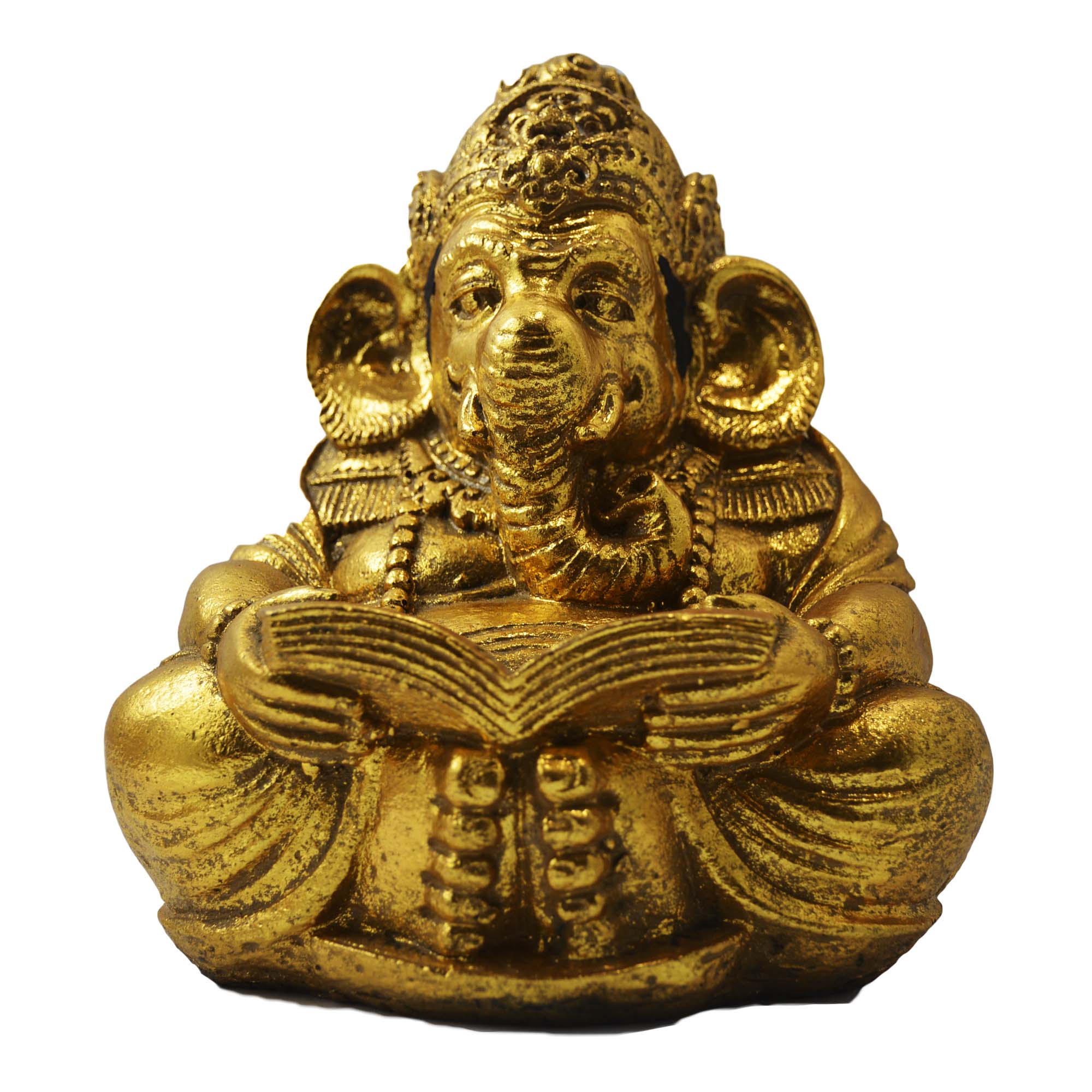 Ganesha (Lendo) em Resina - 20cm - Dourado