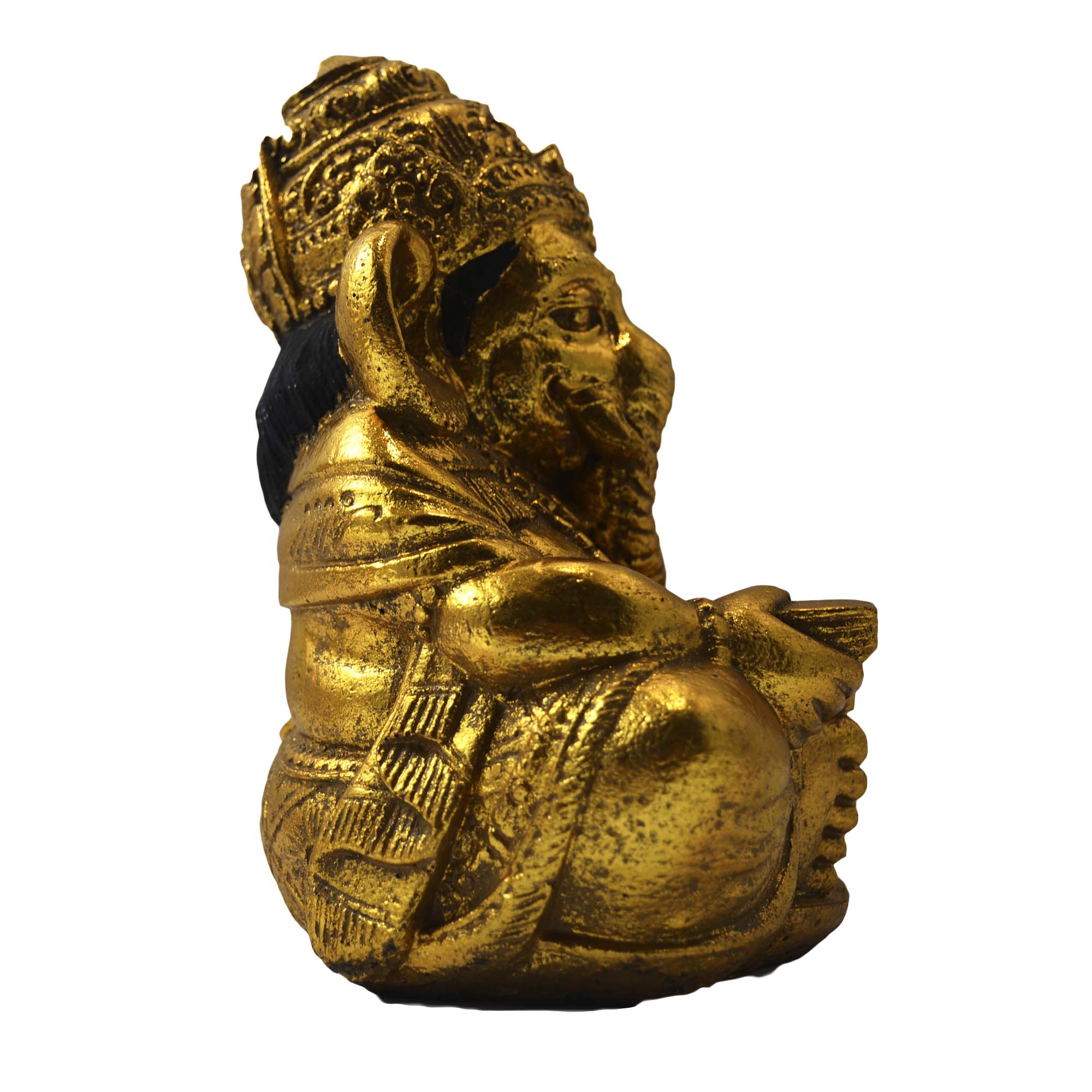 Ganesha (Lendo) em Resina - 20cm - Dourado