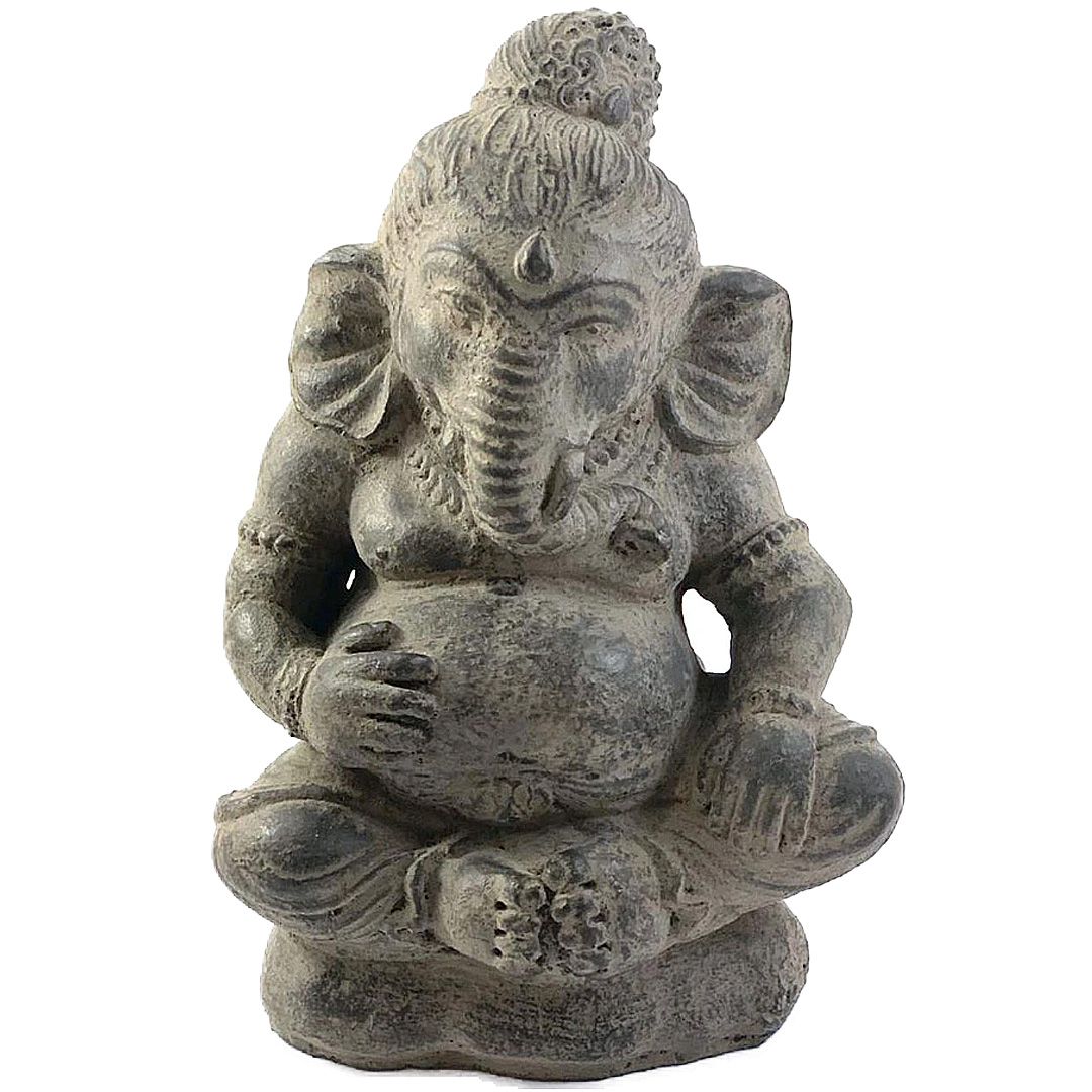 Ganesha (Sentado) em Resina - 20cm - Preto