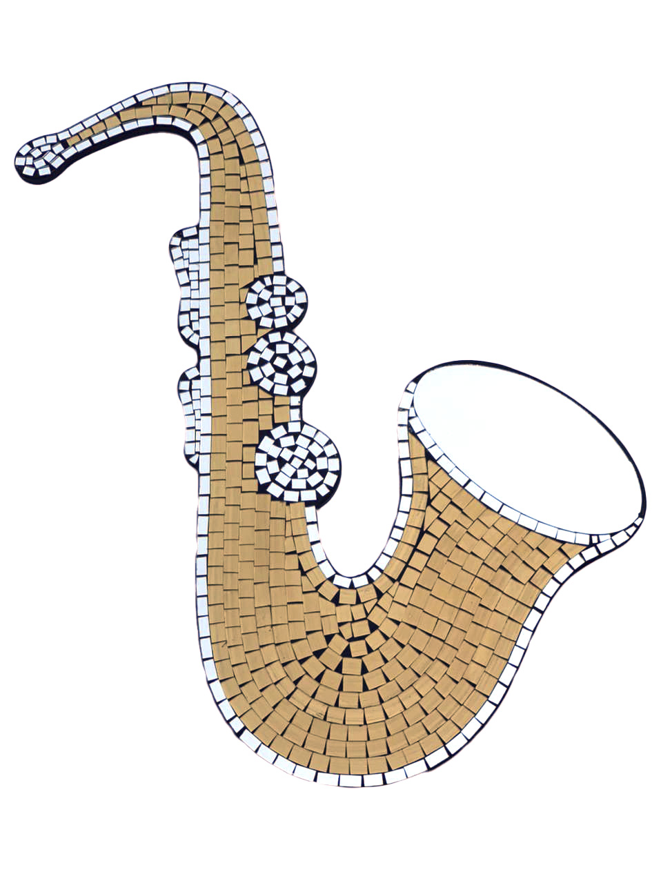 Mosaico com Espelhos - Saxofone Largo ( Dourado ) ( 60x40cm )