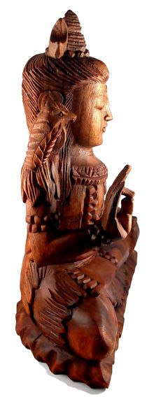 Escultura Shiva em Madeira Suar ( 25x32x13 cm )