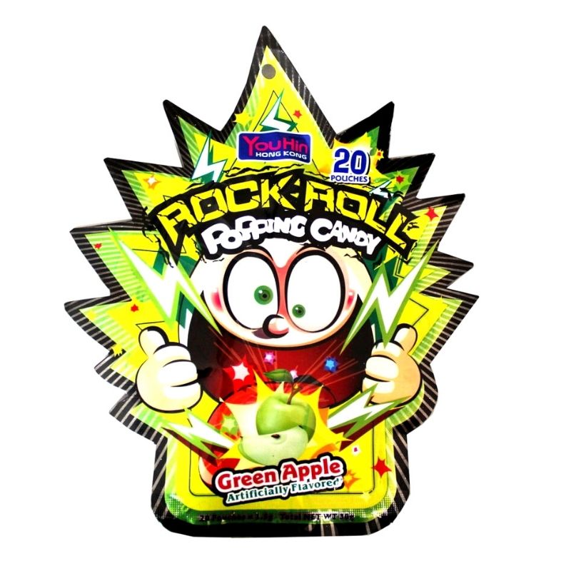 Bala explosiva sabor Maçã Verde - Popping Candy Rock Roll 30g