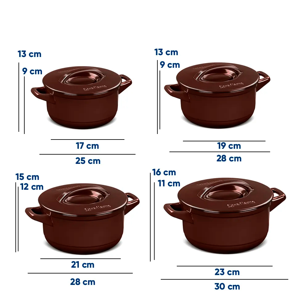Conjunto de Panelas Cerâmica Duo+ 8 Peças Chocolate Ceraflame