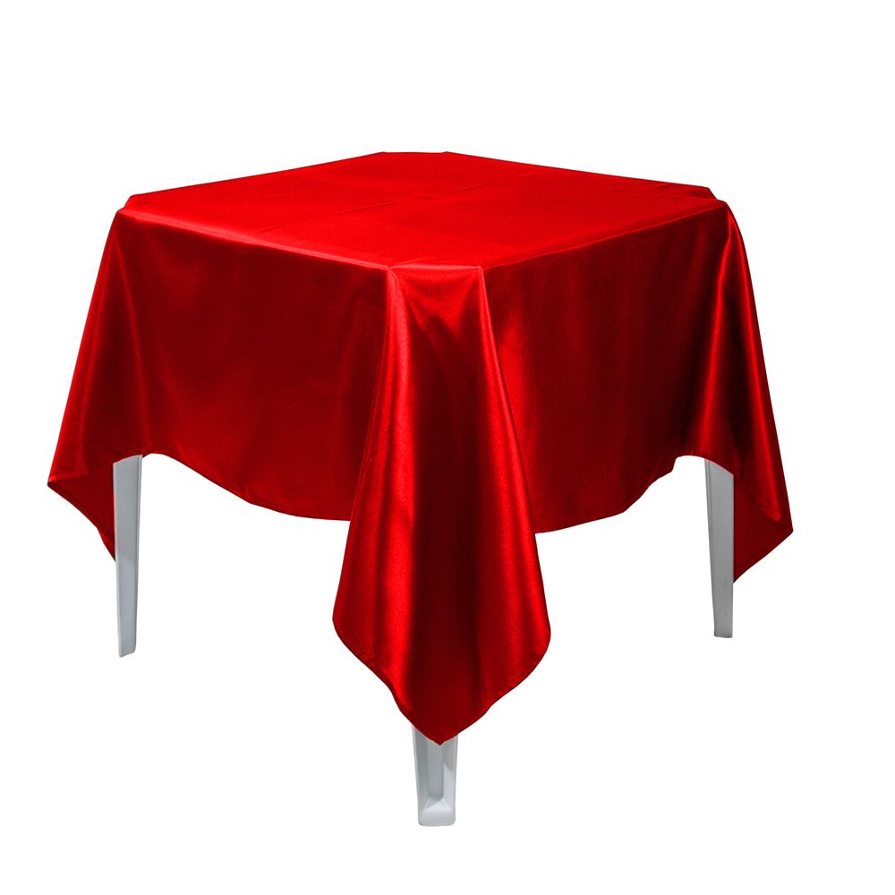 Toalha De Mesa Quadrada De Cetim Vermelha 1,50x1,50 Festa Buffet