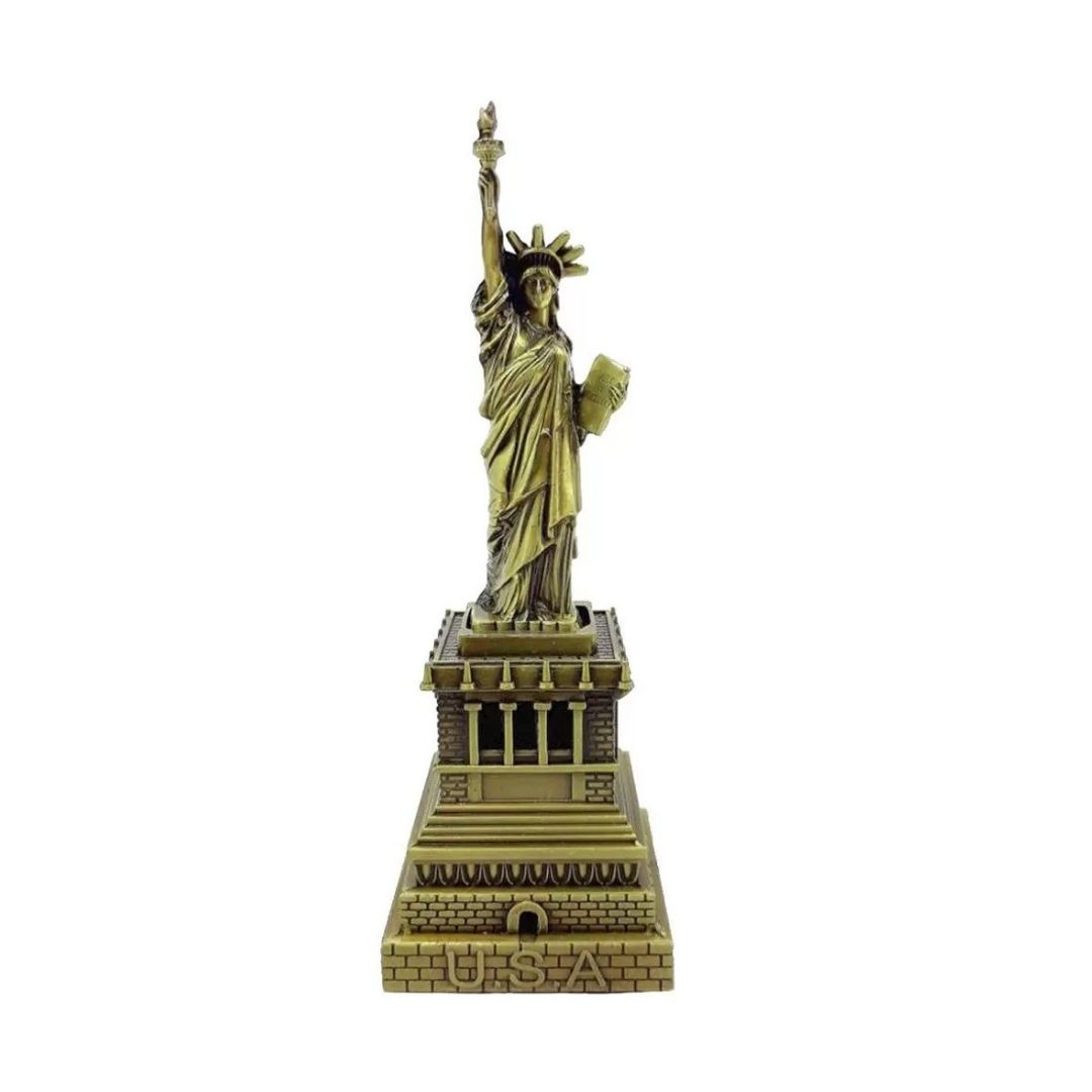 Estatua da Liberdade Enfeite Miniatura Decoração Metal 18cm