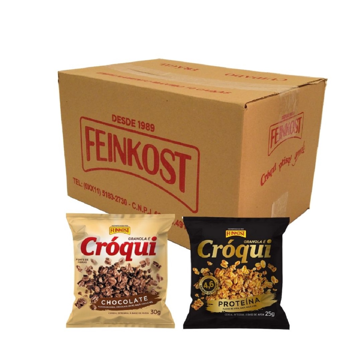 Granola Croqui Chocolate e Proteina Caixa Mista 50 saches