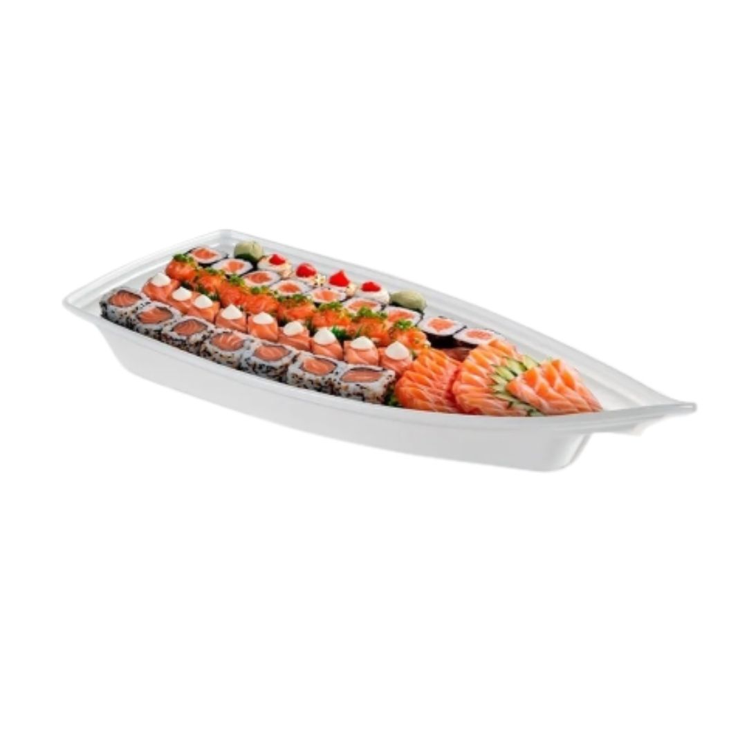Kit 06 Barca Barco para Açaí Sushi Sashimi Bandeja 32 Branco