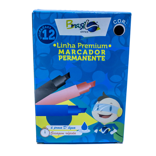 PINCEL MARCADOR PERMANENTE PRETO - BB80075-PR- BRASIL OFFICE