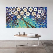 Quadro Pintura Tela Arvores e Flores Modernas Em Altos Relevos Cod 2091