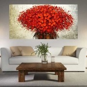 Quadro Pintura Tela Arvores e Flores Modernas Em Altos Relevos Cod 2115