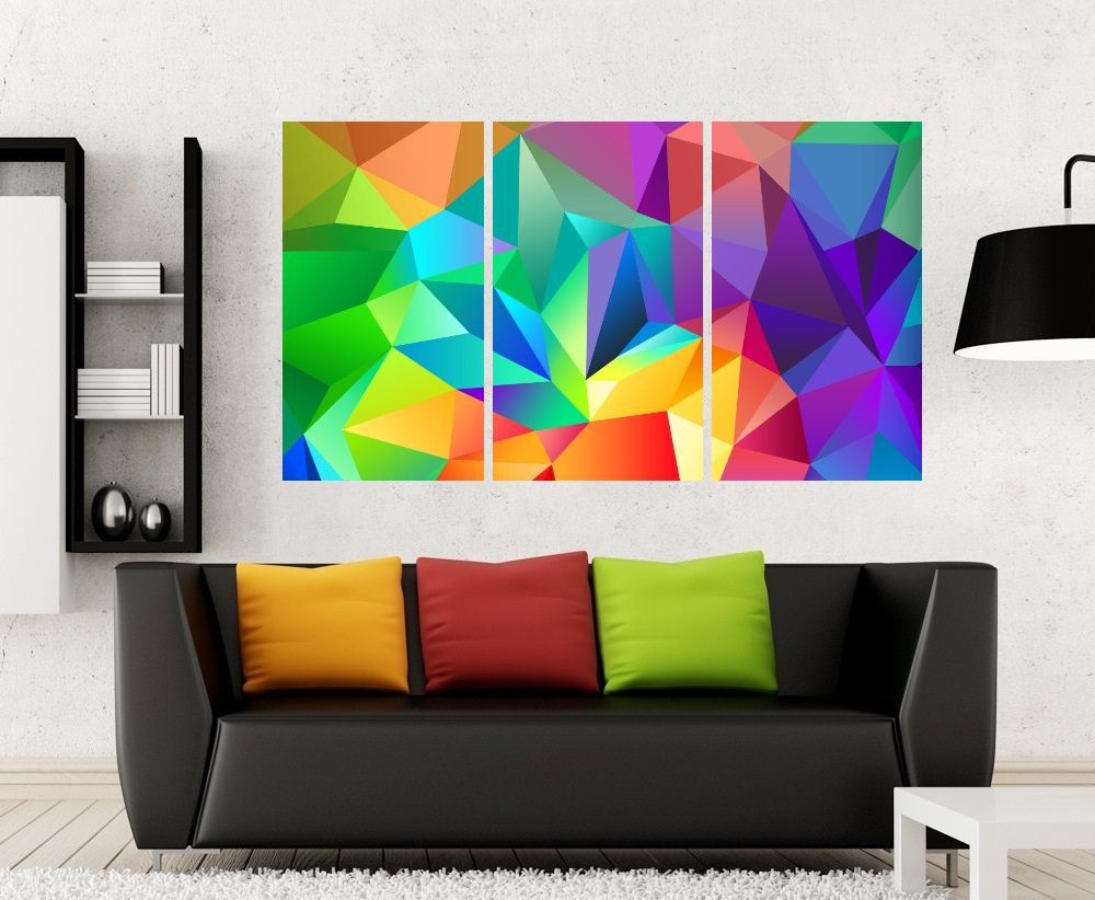 Quadro Formas Colorido Geometrica Impressão em Canvas Fine Art Cod 7055