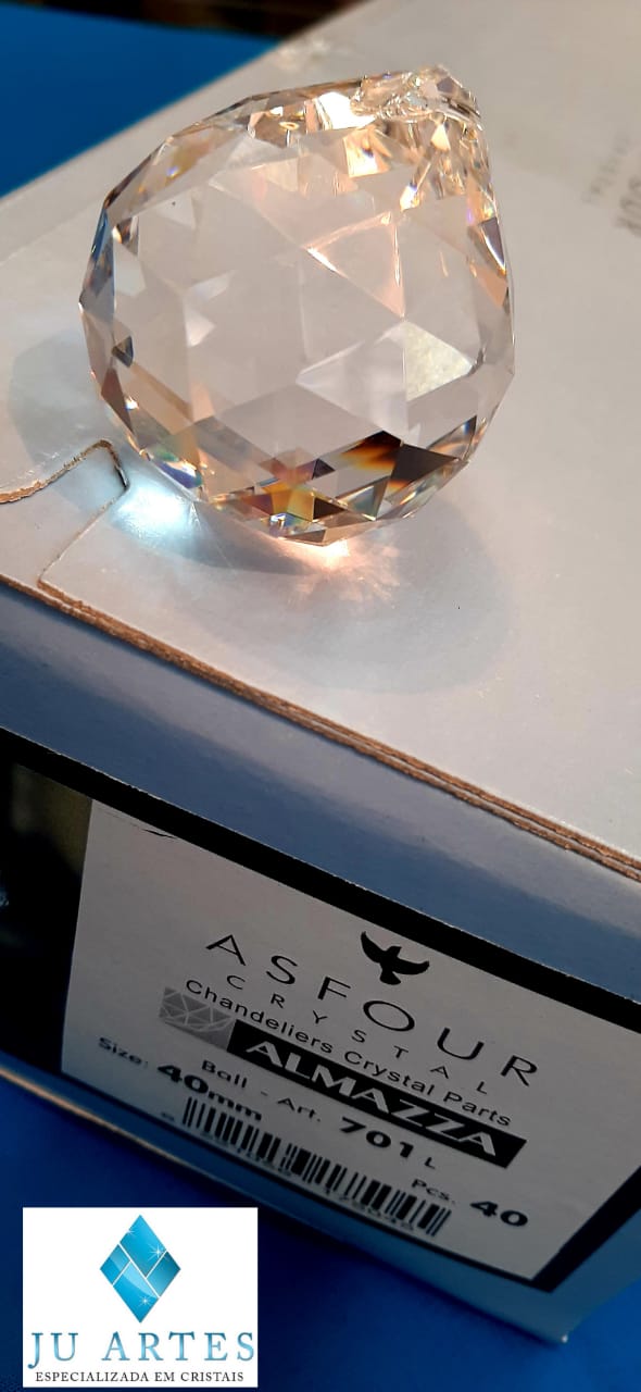 Esfera de Cristal ASFOUR - Feng Shui - 40mm (Caixa com 40 pçs)  - Ju Artes Cristais