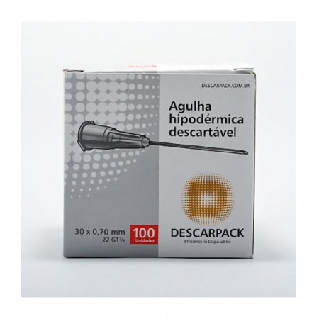 Agulha Hipodermica Descarpack 30X0,7MM Caixa C/100 UNID