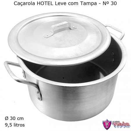 Caçarola Hotel LEVE com Tampa 9,5 litros N° 30 - Alumínio Vigôr