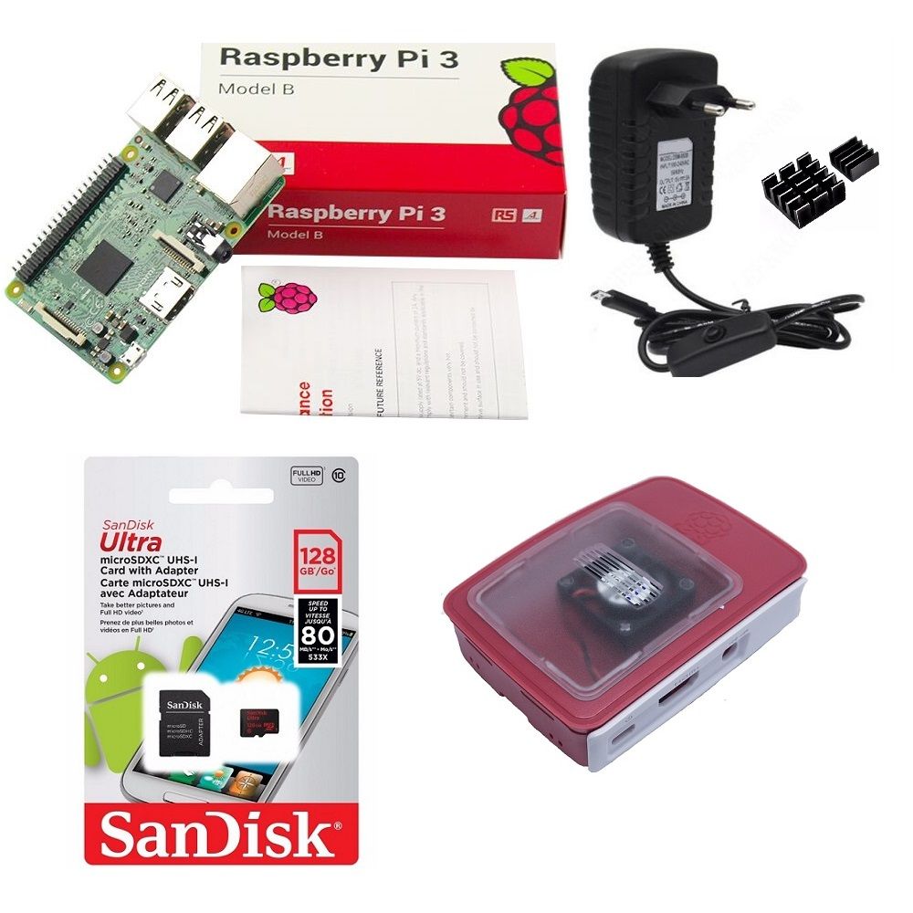 Kit Básico Raspberry Pi 3 - 128gb Case Official C/cooler