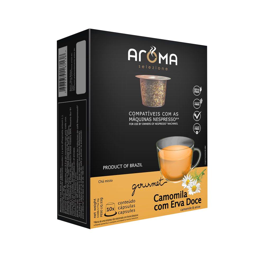 10 Cápsulas para Nespresso®, Aroma, Chá Camomila c/ Erva Doce