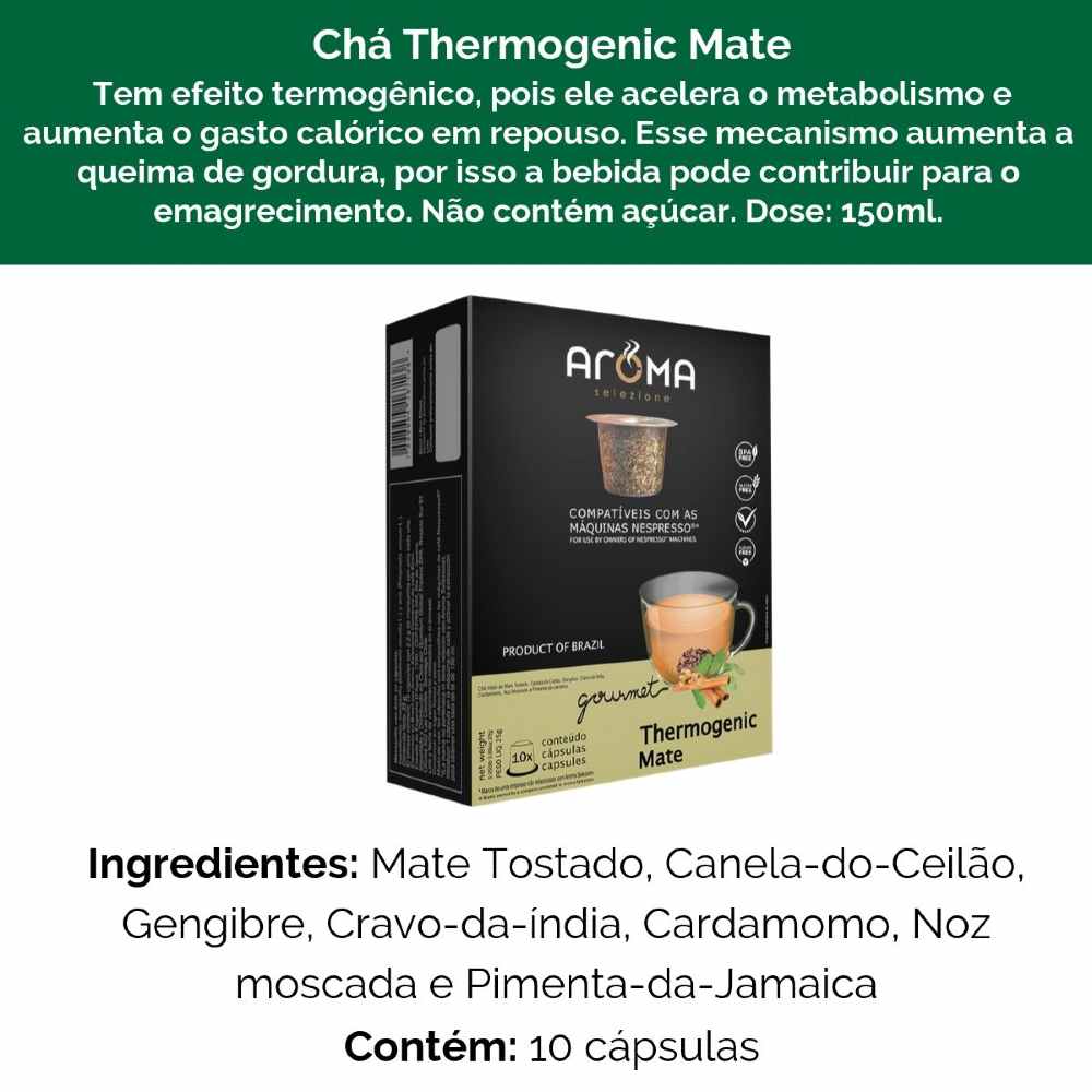 10 Cápsulas para Nespresso®, Aroma, Chá Thermogenic Mate