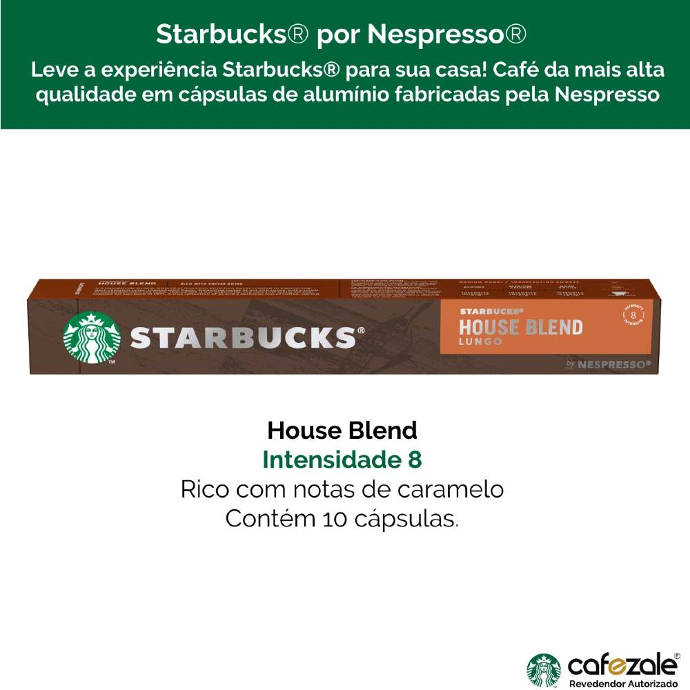 10 Cápsulas Nespresso®, Starbucks, Café House Blend Lungo