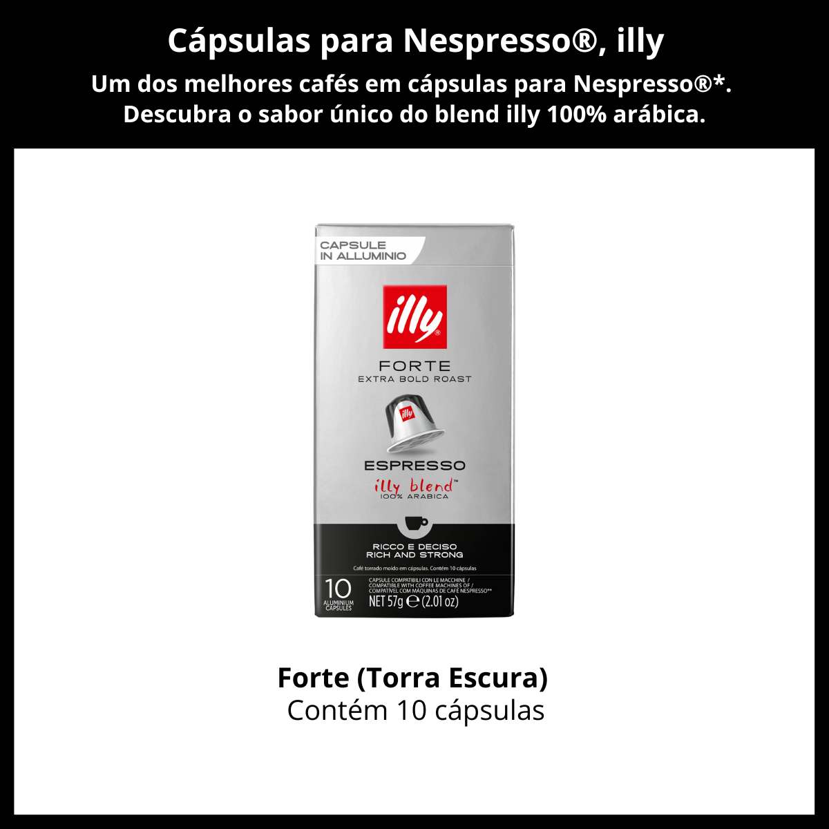 50 Cápsulas para Nespresso, Café Italiano Illy, Forte