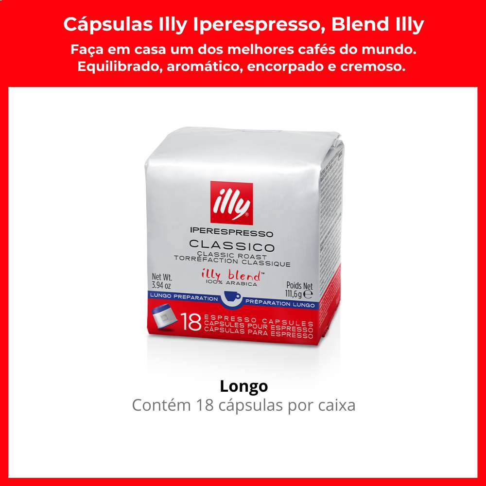54 Cápsulas Illy Iperespresso, Café Blend Illy, Lungo