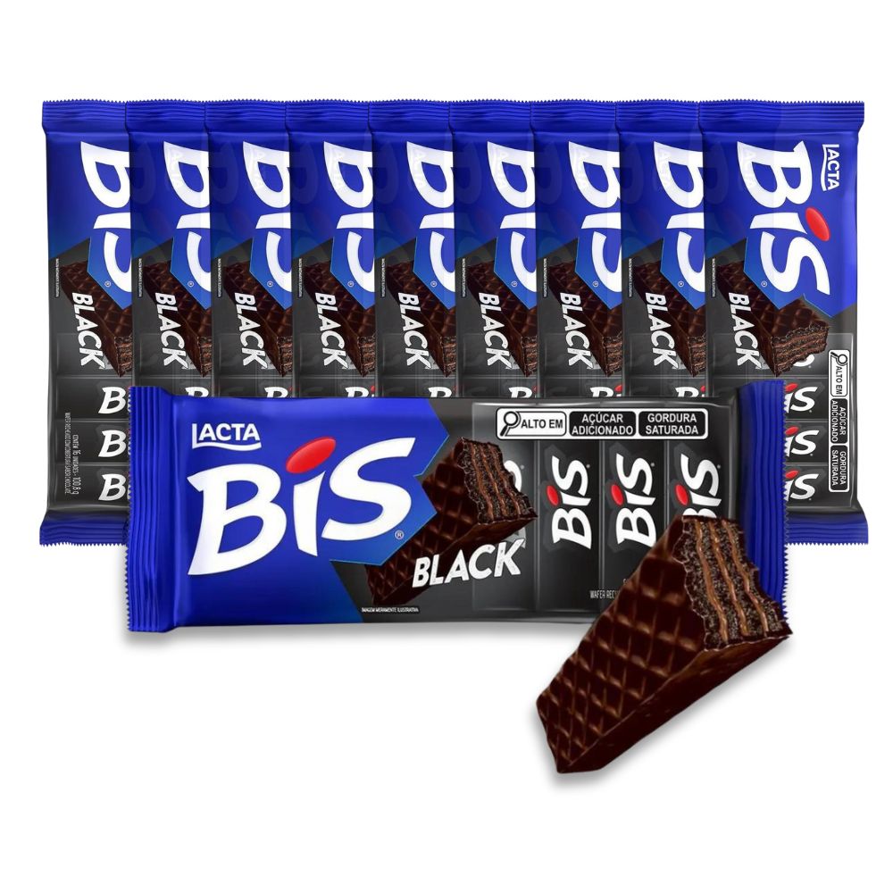 Bis Black Chocolate Lacta Kit de 10 Caixas com 16un - 100,8g