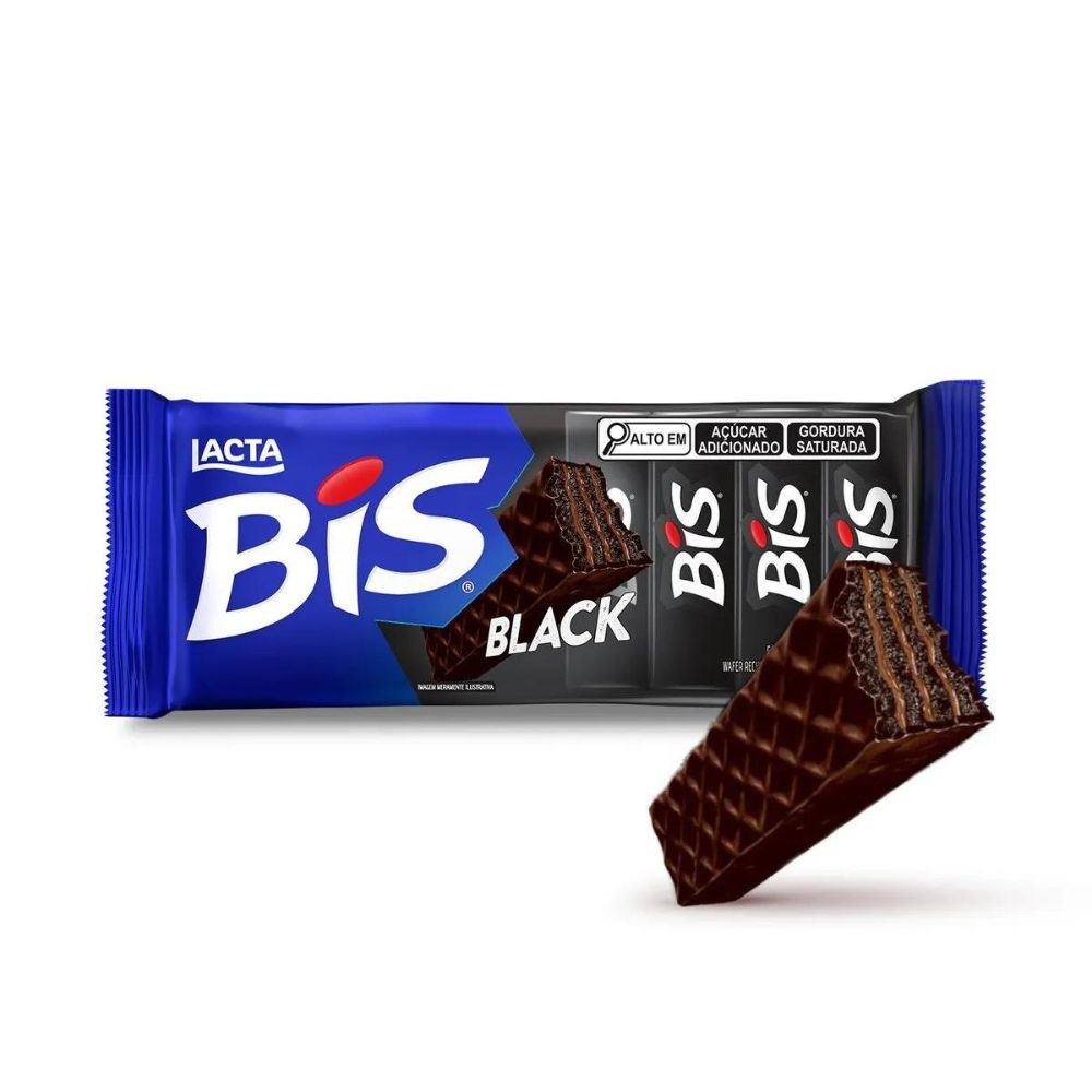 Bis Black Chocolate Lacta Pack com 16 unidades - 100,8g