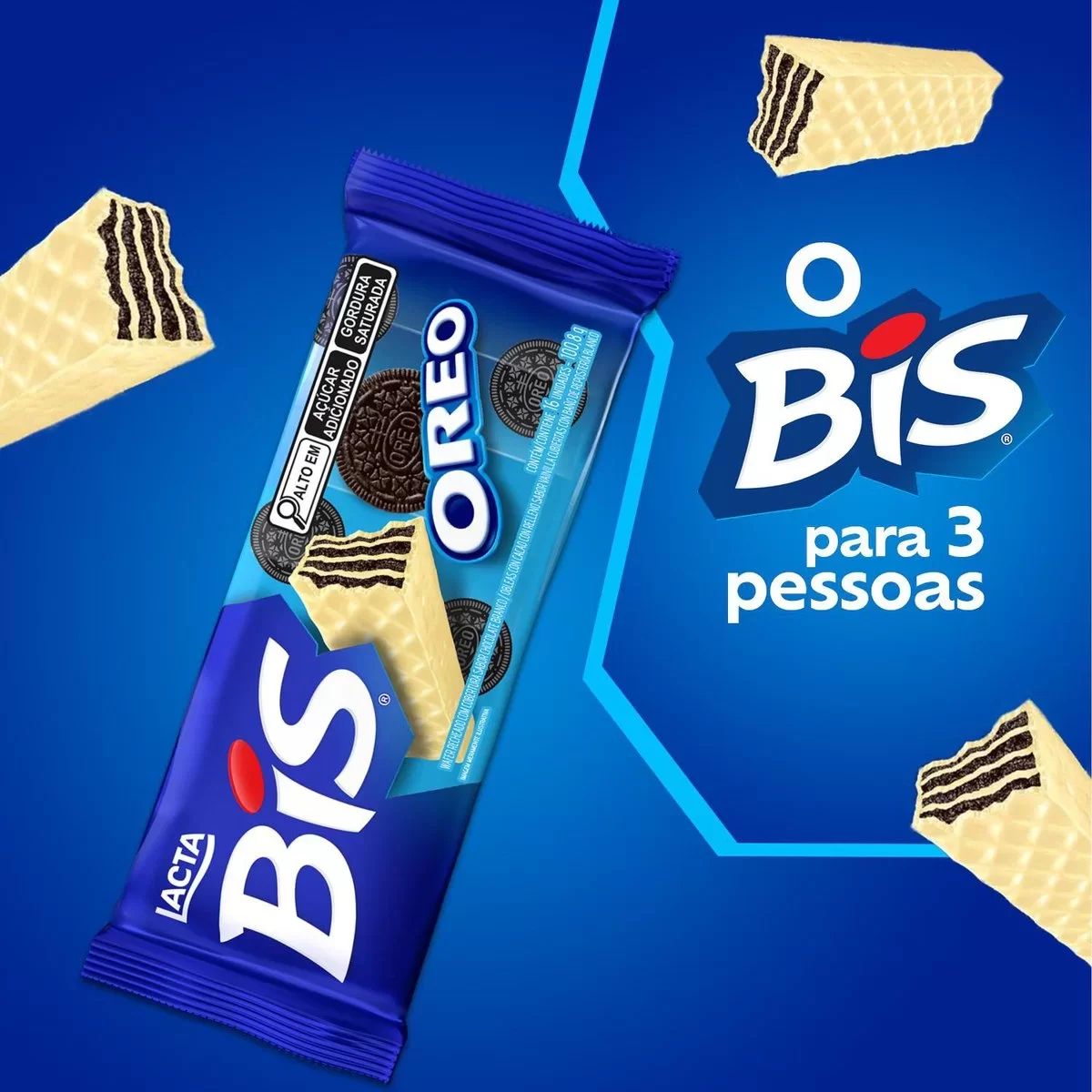 Bis Oreo Chocolate Lacta Pack com 16 unidades - 100,8g
