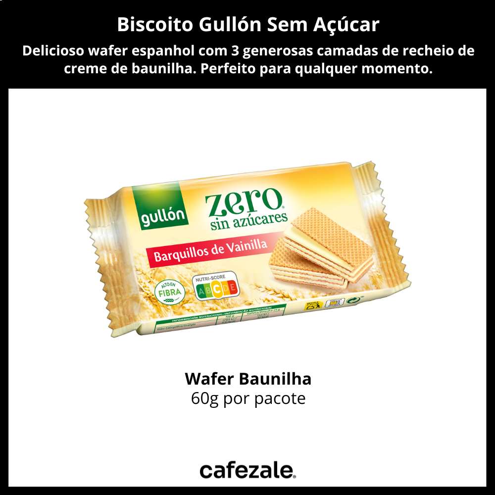 Biscoito Gullón Sem Açúcar, Wafer Baunilha, 60g