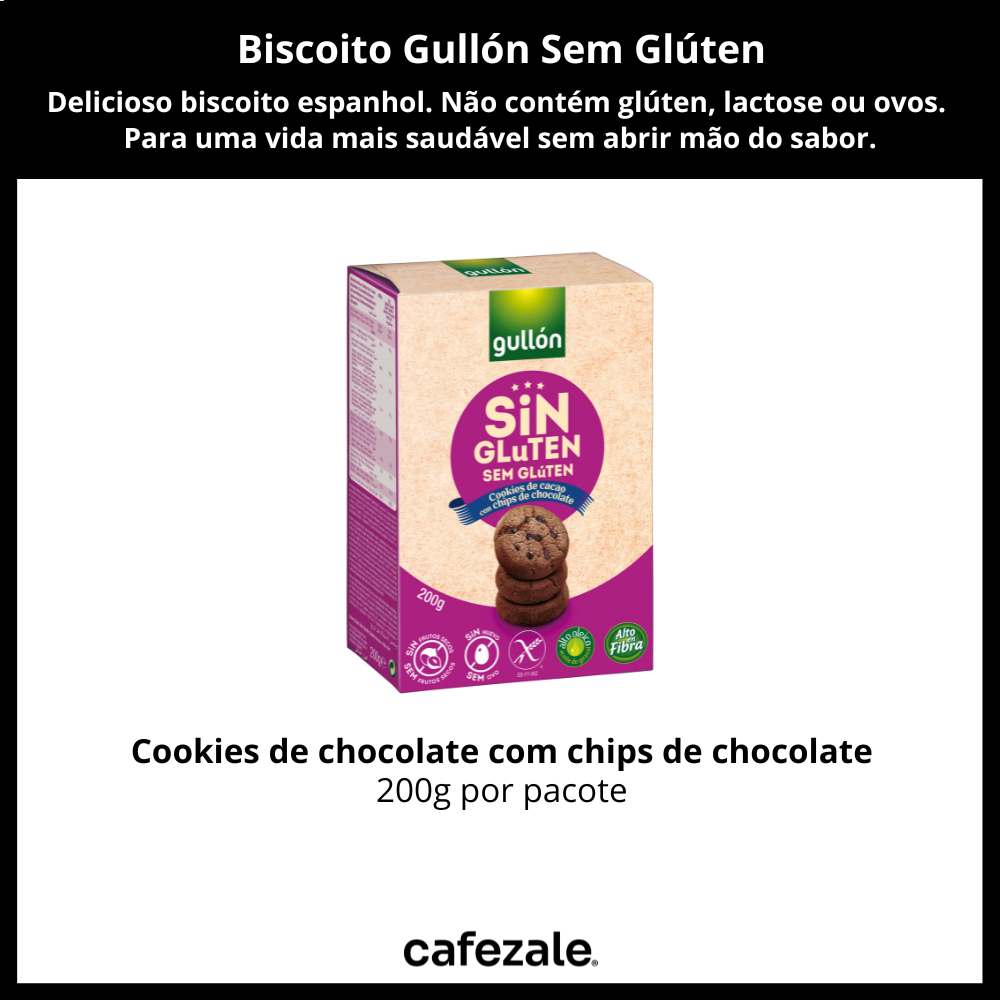 Biscoito Gullón Sem Glúten, Cookie Chocolate, 200g
