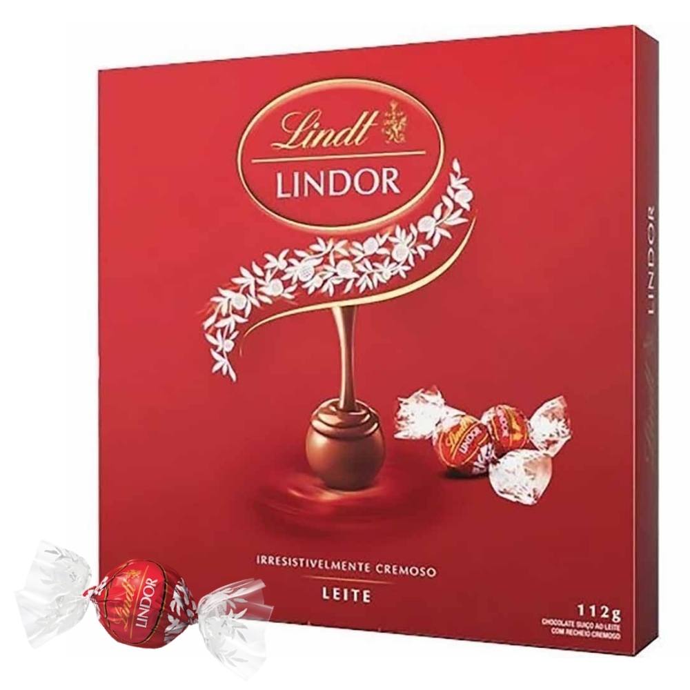 Bombom de Chocolate Suiço Lindt Lindor, 1 Caixa de 112g