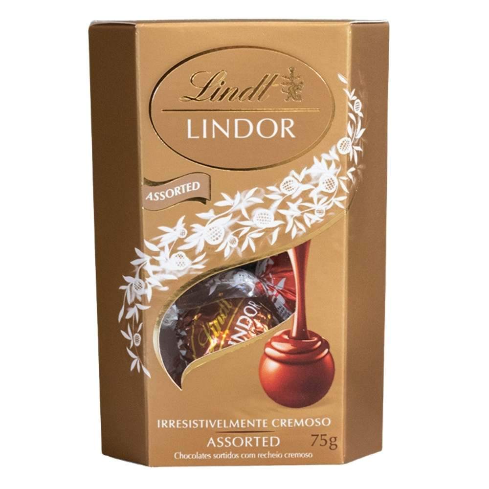 Bombom de Chocolate Suiço Lindt Lindor Sortido, 1 Caixa 75g