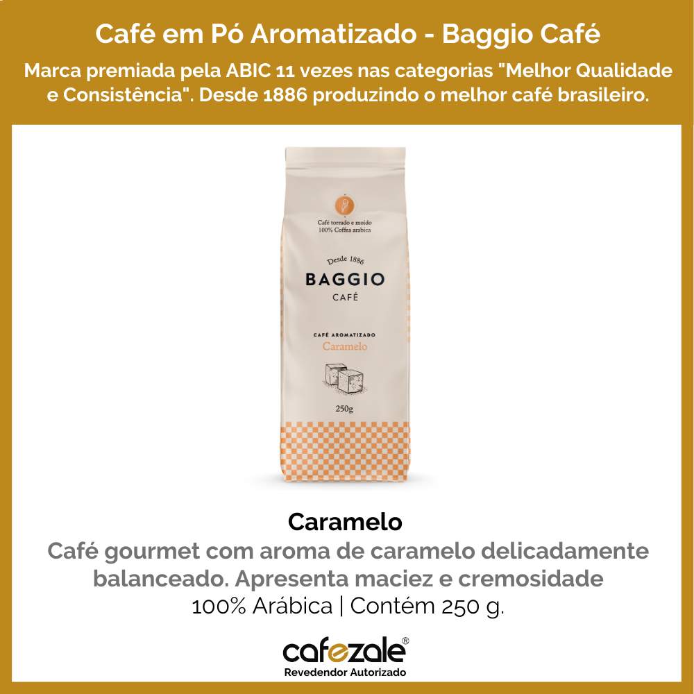 Café Moído Baggio, Aromas, Caramelo, 1 Pacote