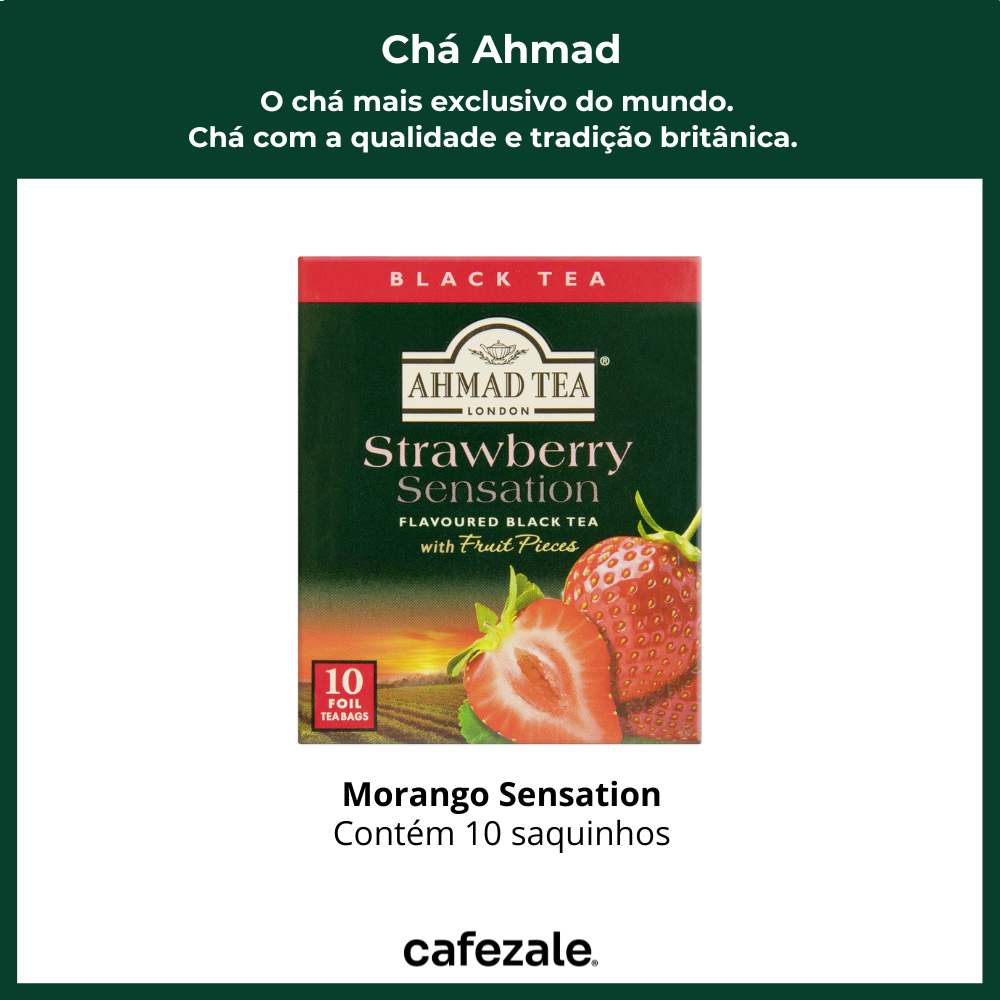 Chá Inglês Ahmad Tea, Morango Sensation, 10 sachês