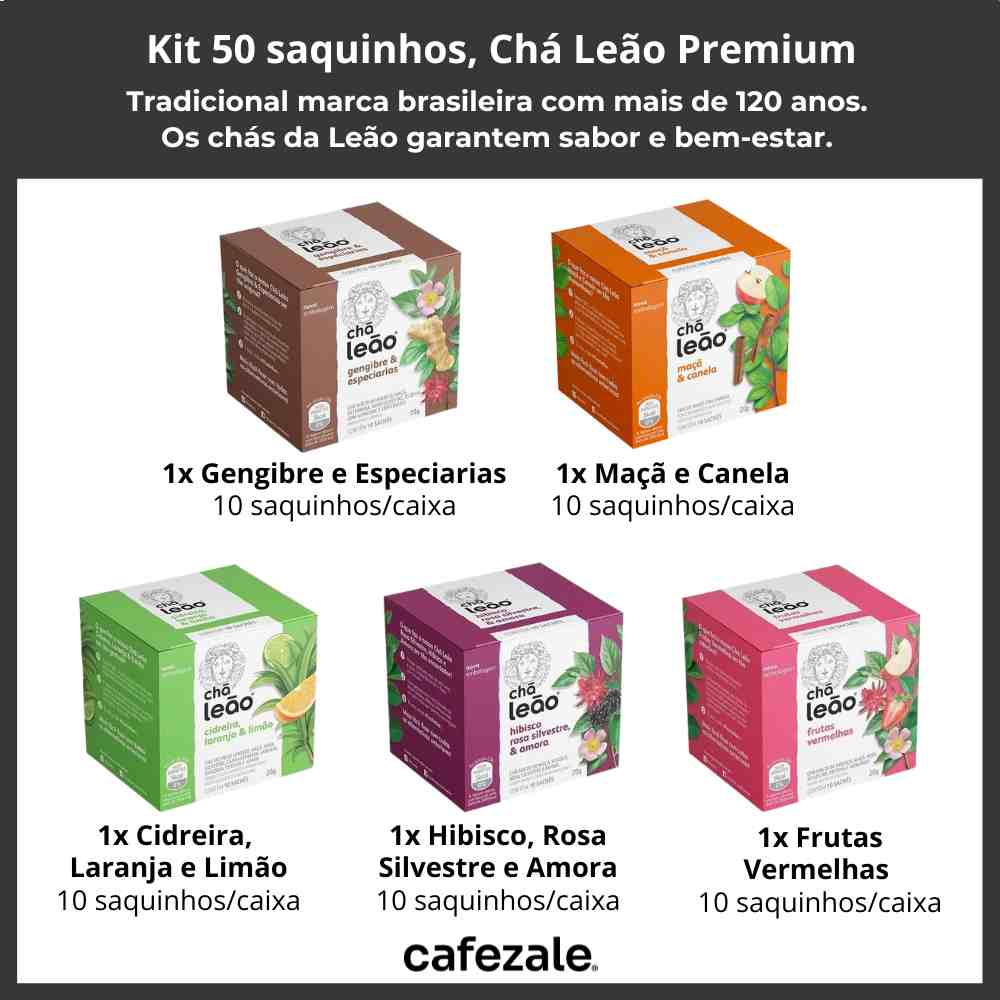 Chá Leão Premium, 50 saquinhos