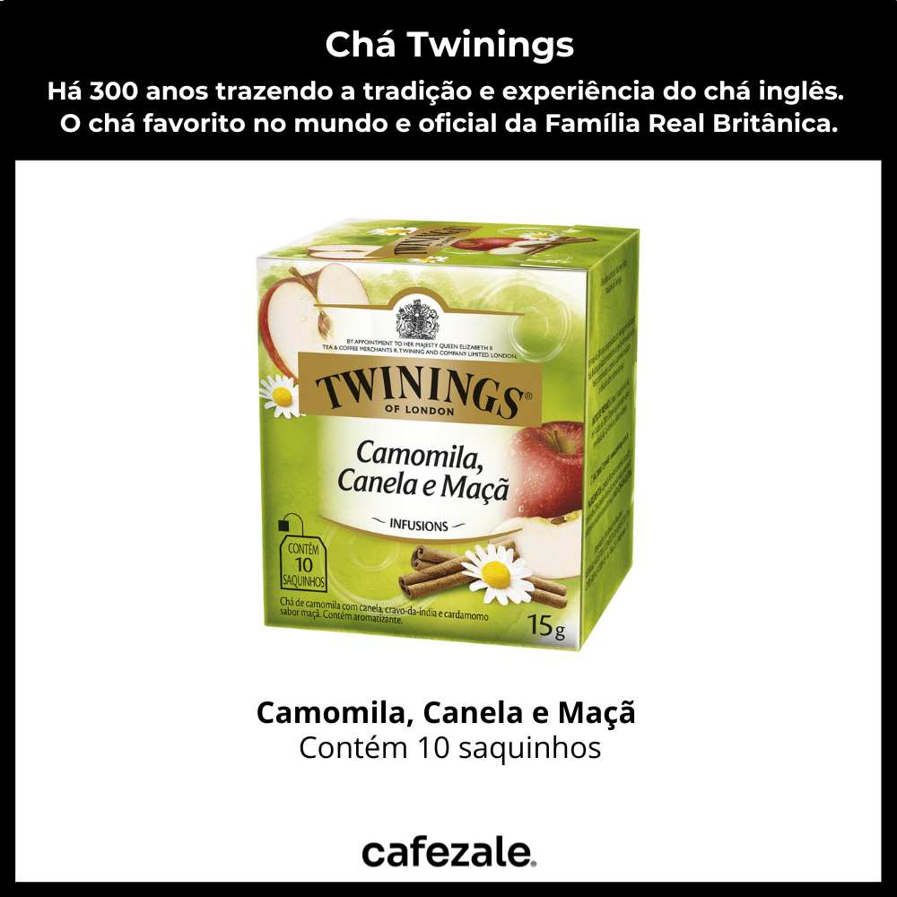 Chá Twinings, Camomila, Canela e Maçã, Caixa com 10 sachês