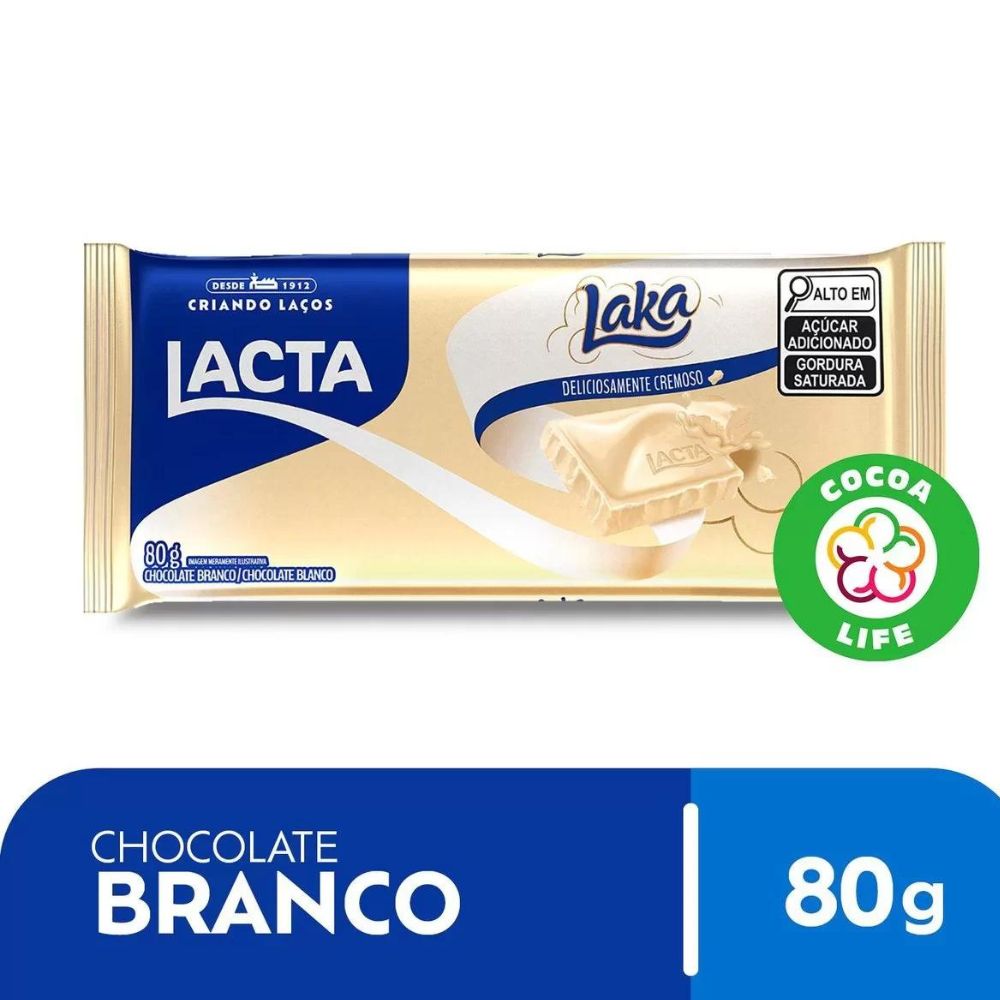 Chocolate Branco Laka Lacta Barra 80g