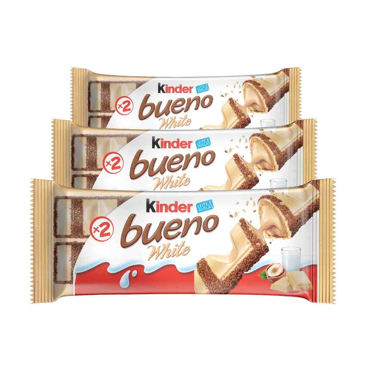 Chocolate Kinder Bueno White, 3 Pacotes de 39g