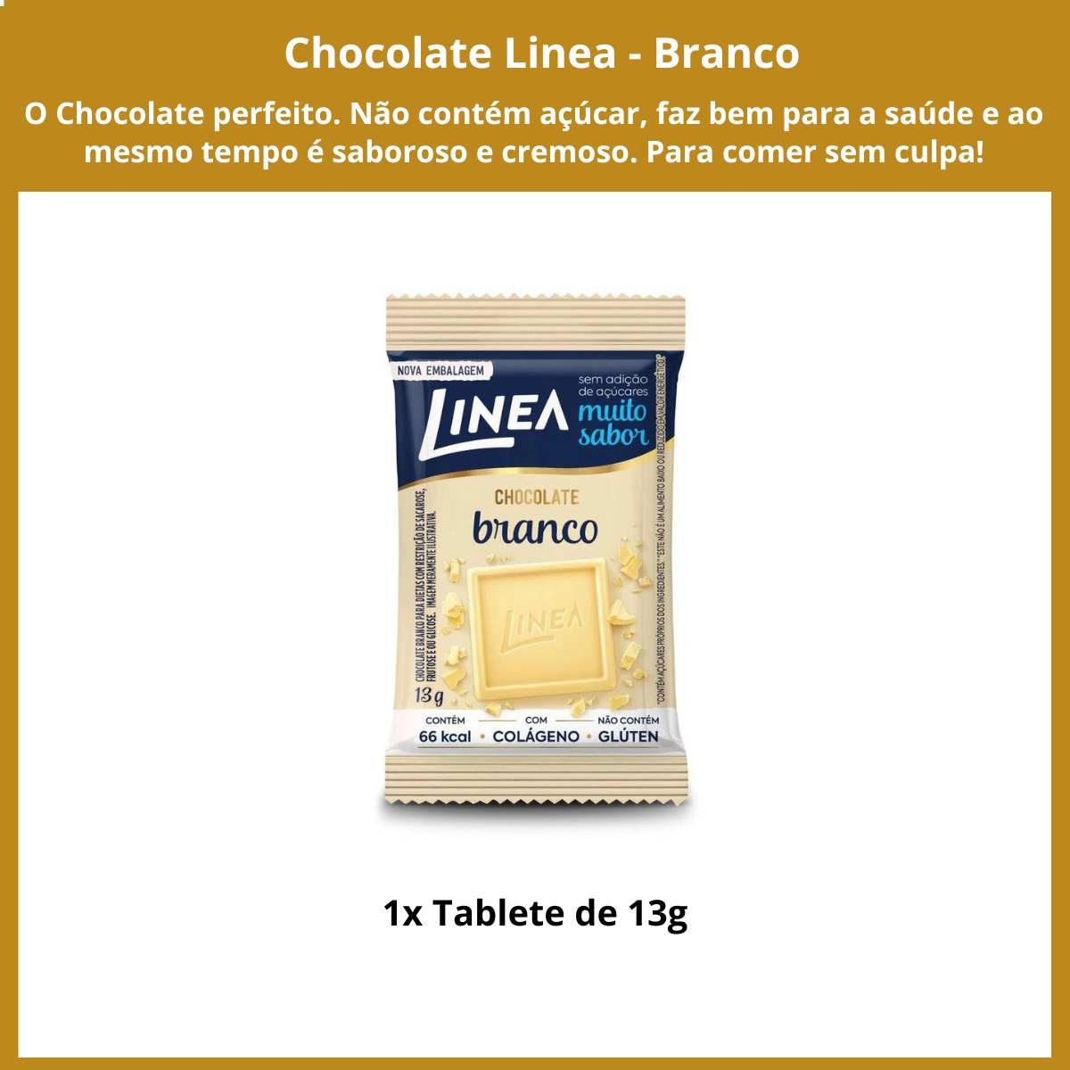 Chocolate Linea Diet Zero Açúcar Branco 1 Barra 13g