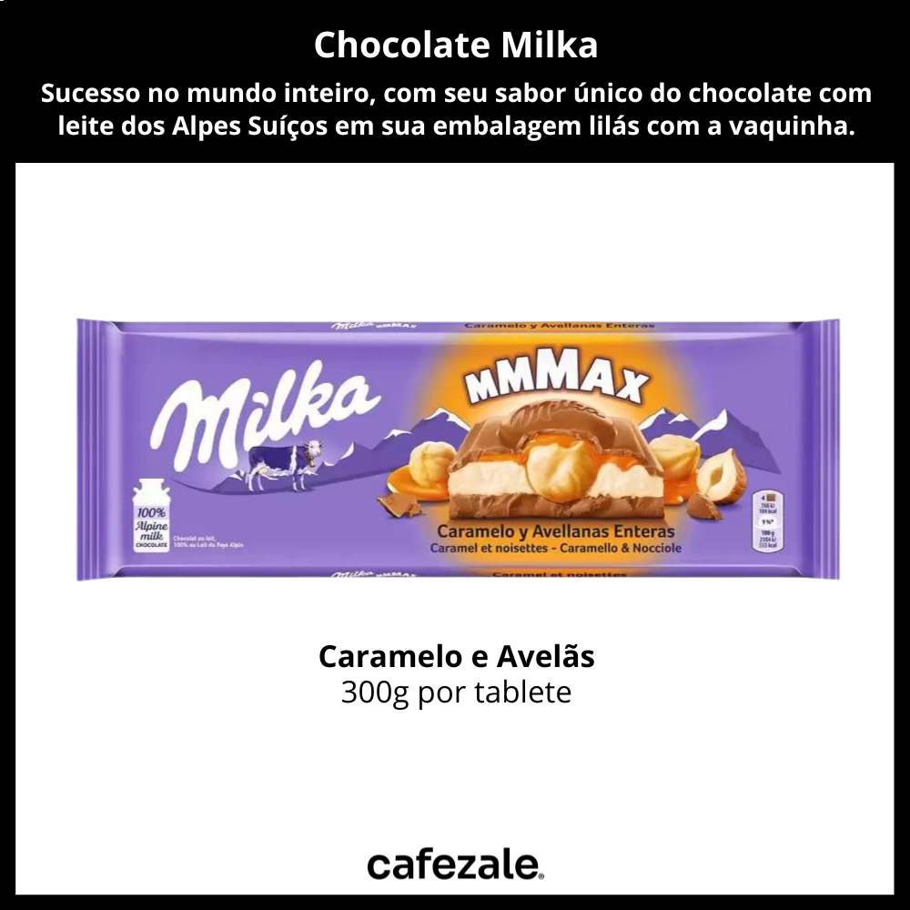 Chocolate Milka, Caramelo e Avelã, Barra 300g