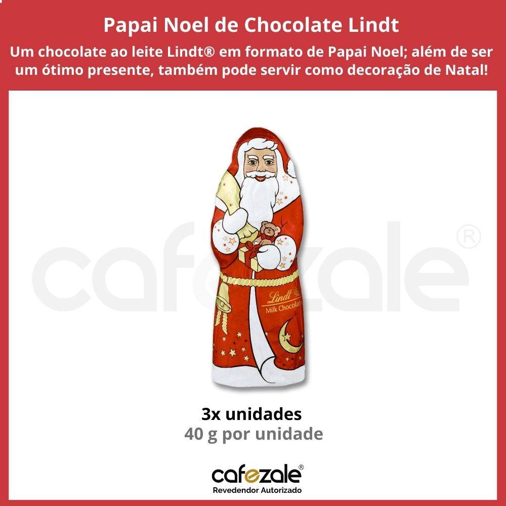 Chocolate Suíço Lindt, 3 Papai Noel de 40g
