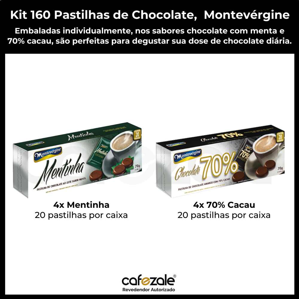 Pastilhas de Chocolate, Montevérgine, 8 Caixas de 70 g