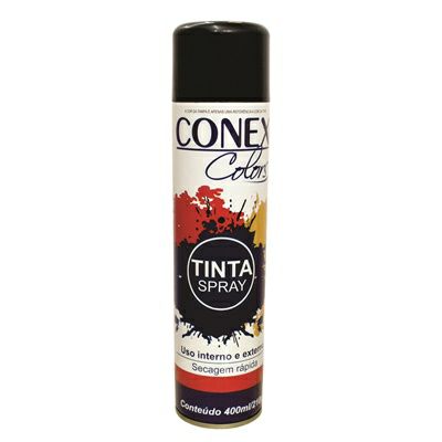 Tinta Spray Preto Brilhante 400ml Conex Colors - 6 Unidades