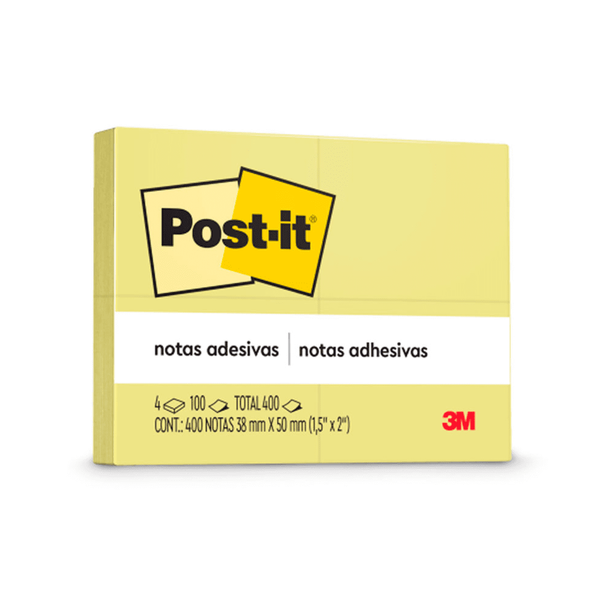 Bloco Adeviso Post-It® 38X50mm 4 Blocos 100 Folhas Amarelo 3M