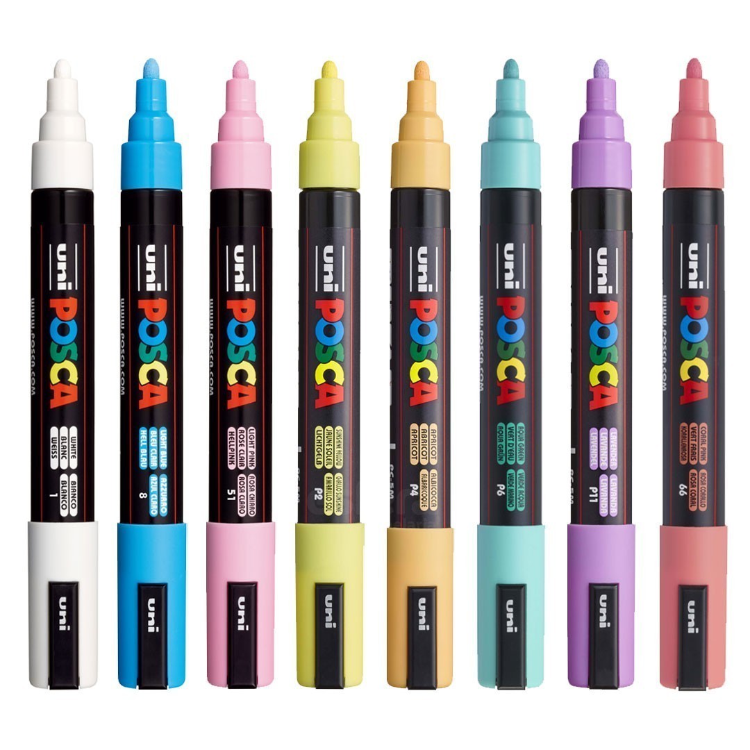 Caneta Posca PC-5M Soft Color Estojo com 8 Cores Pastel