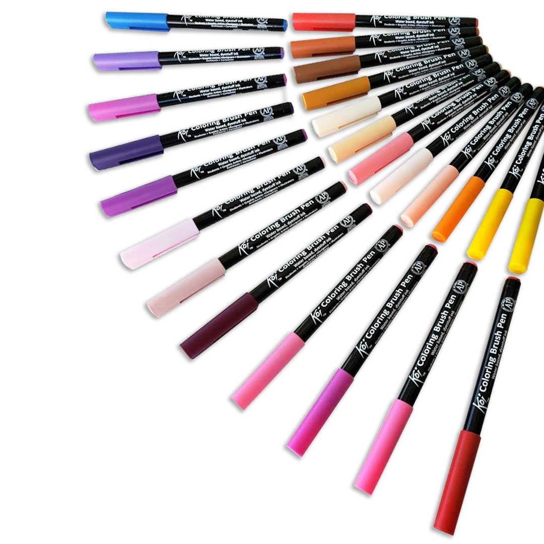 Marcador Pincel Artístico KOI Coloring Brush Conjunto com 48 Cores SAKURA