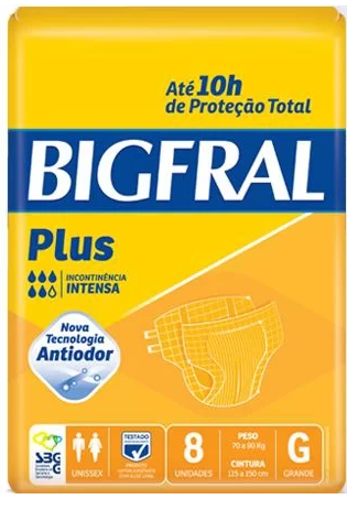 Fralda Geriátrica Bigfral Plus (Tam. G - Pct c/ 08 Unds.) - Bigfral
