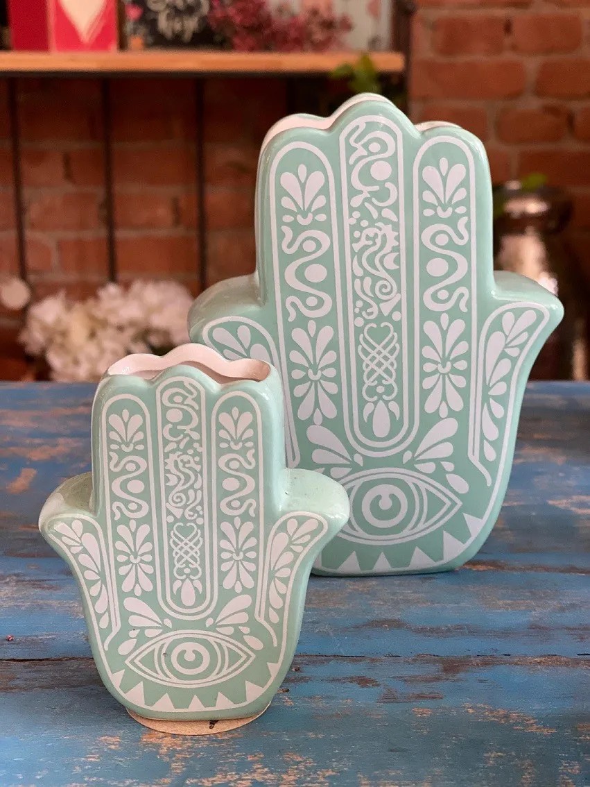 Cachepot Cerâmica - Hamsá (Mão de Fátima)