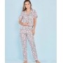 Pijama amamentação estampa floral cinza