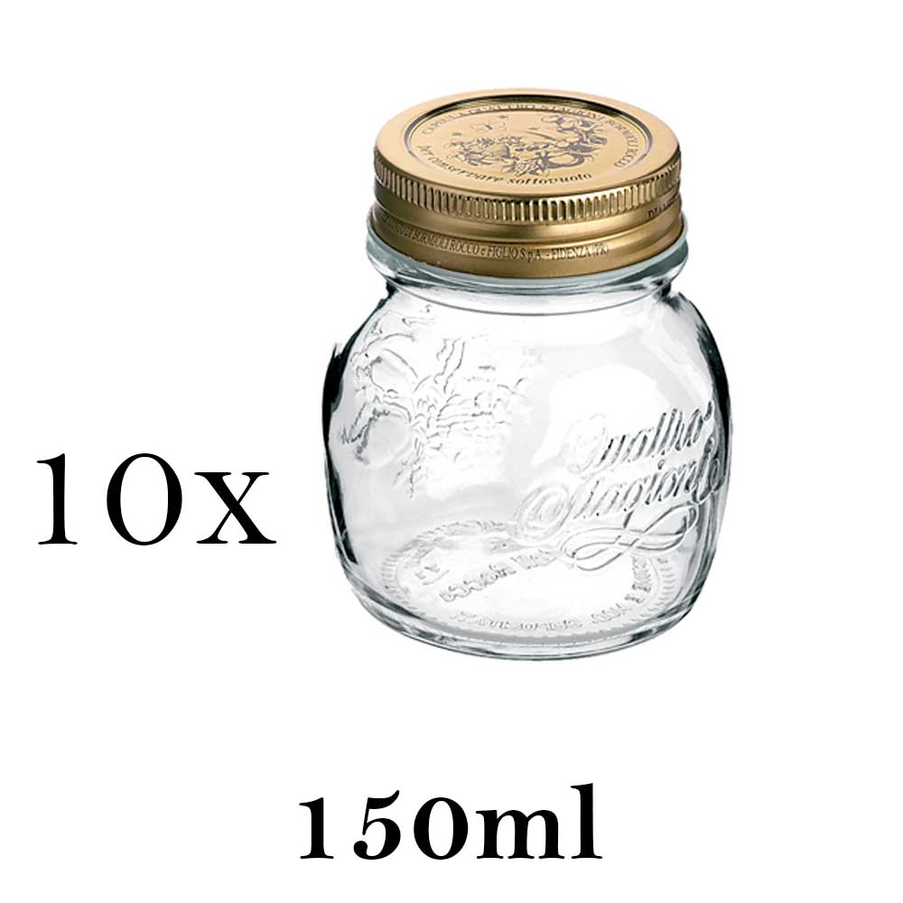 10 Potes Quattro Stagioni 150ml de vidro com fechamento hermético Bormioli Rocco para papinhas conservação de alimentos