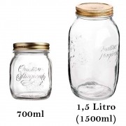 2 Potes herméticos de vidro Quattro Stagioni Bormioli Rocco para compotas, conservas e conservação de alimentos